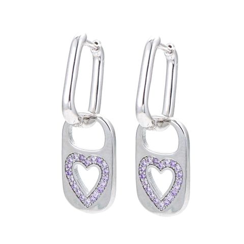 Simple Hollow Heart Lock Copper Earrings Wholesale Nihaojewelry
