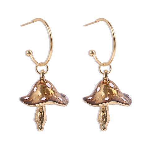 Creative Dot Oil Small Mushroom Alloy Earrings Wholesale Nihaojewelry
