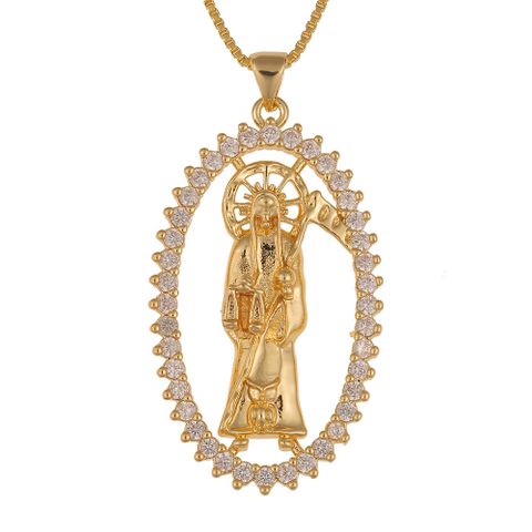 New Inlaid Zircon Madonna Of Death Pendant Necklace Wholesale Nihaojewelry