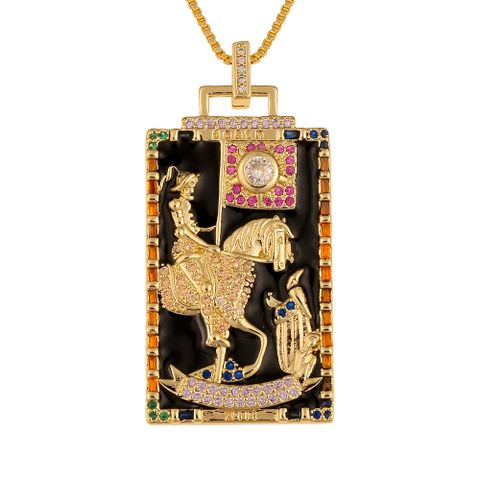 Fashion New Oil Drop Tarot Pendant Copper Zircon Necklace Wholesale Nihaojewelry
