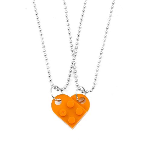 New Detachable Heart Building Block Double Round Bead Necklace Wholesale Nihaojewelry