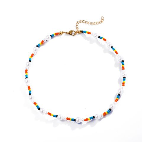 New Ethnic Style Colorful Beaded Splicing Necklace Wholesale Nihaojewelry