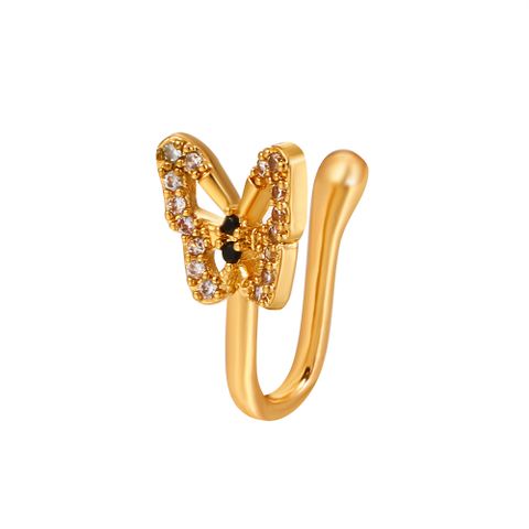U-shaped Diamond-studded Butterfly Copper Nose Clip Wholesale Nihaojewelry