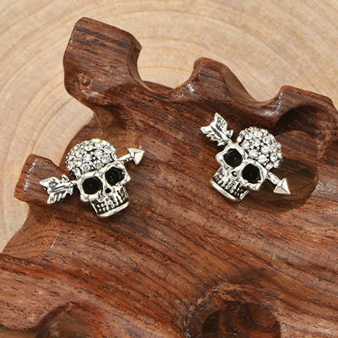 Halloween Jewelry Glossy Skull Full Rhinestone Stud Earrings Wholesale Nihaojewelry