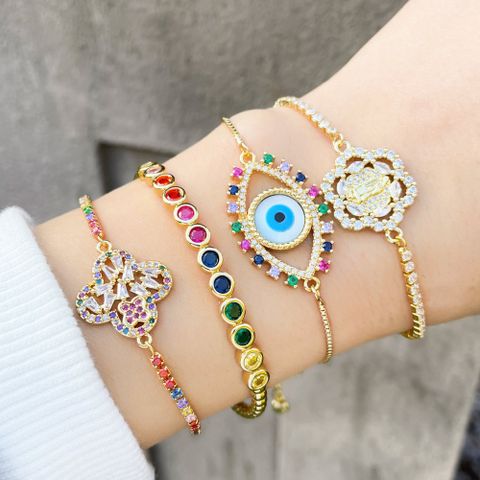 European And American Niche Light Luxury Evil's Eye Zircon Copper Bracelet Wholesale