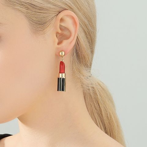 New Red Lipstick Alloy Earrings Wholesale