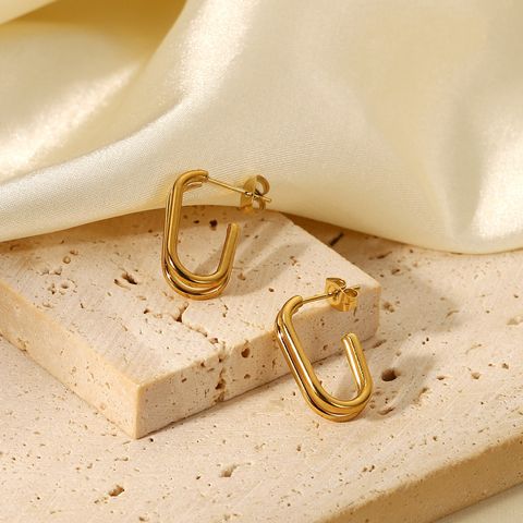 Fashion Geometric Plating Stainless Steel No Inlaid Gold Plated Earrings
