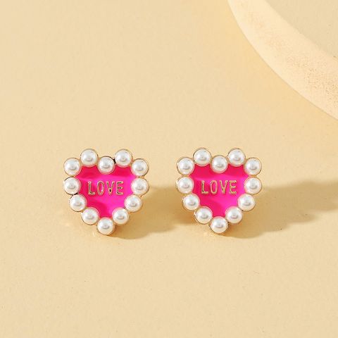 Fashion Pearl Earrings Temperament Niche Peach Heart Earrings