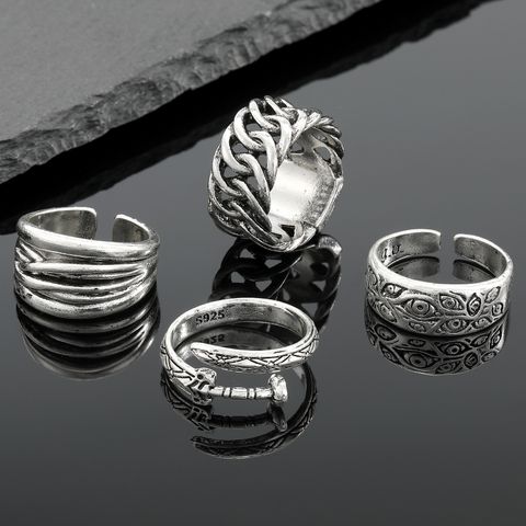 Fashion Vintage Silver Rings Multi-eyes Braided Alloy Rings