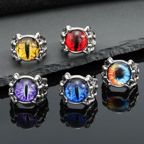 Retro Devil's Eye Ring Silver Transparent Opal Opening Alloy Ring