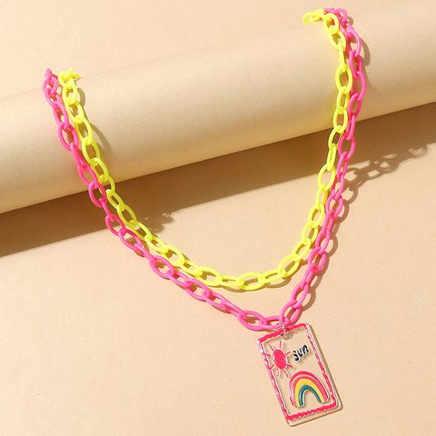 Korean Cute Rainbow Sun Creative Necklace Set