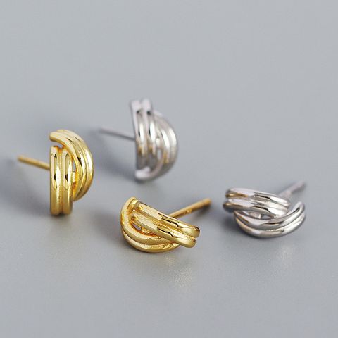 Simple S925 Silver Geometric Handmade Twisted Geometric Solid Color Earrings