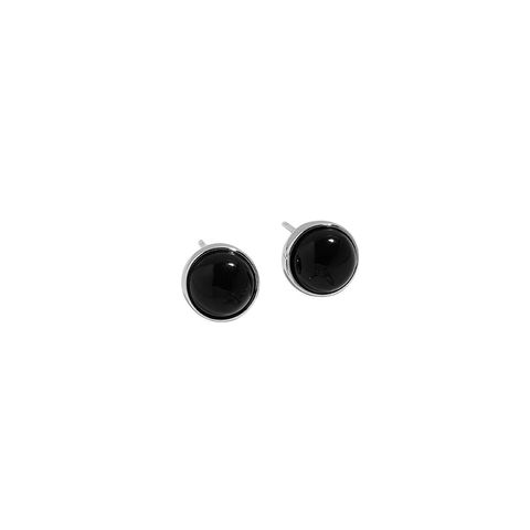 Fashion Geometric Round Micro-inlaid Black Agate S925 Sterling Silver Earrings