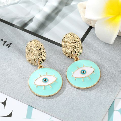 Retro Exaggerated Colorful Dripping Oil Eye Big Pendant Earrings