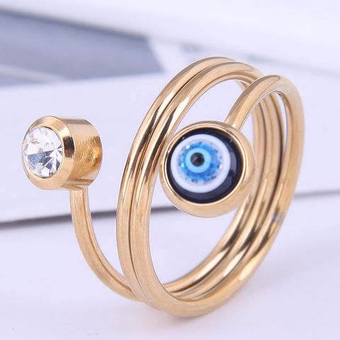 Acero Moda Hip Hop Devil&#39;s Eye Anillo Simple De Acero Inoxidable