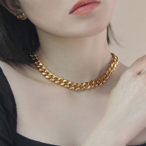 304 Stainless Steel 18K Gold Plated Simple Style Plating Geometric Necklace