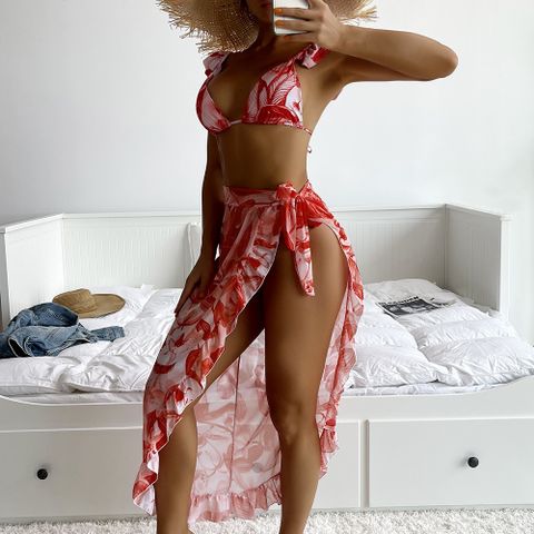 Women's Three-piece Printed Swimsuit European Sexy Bikini