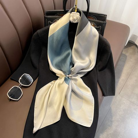 New Korean Color Matching Silk Scarf 90cm Large Square Scarf