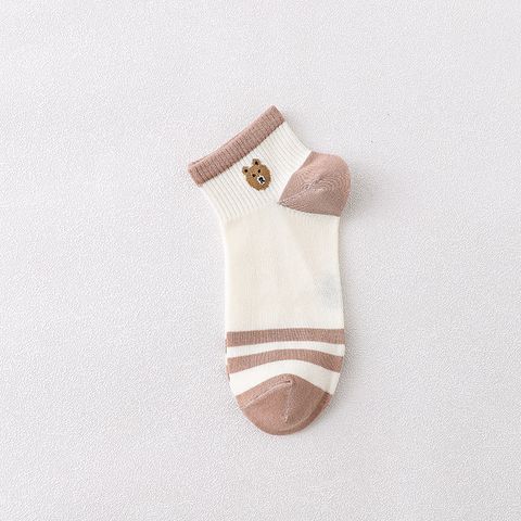Fashion Thin Socks Bear Embroidery Cute Cartoon Breathable Short Tube Socks