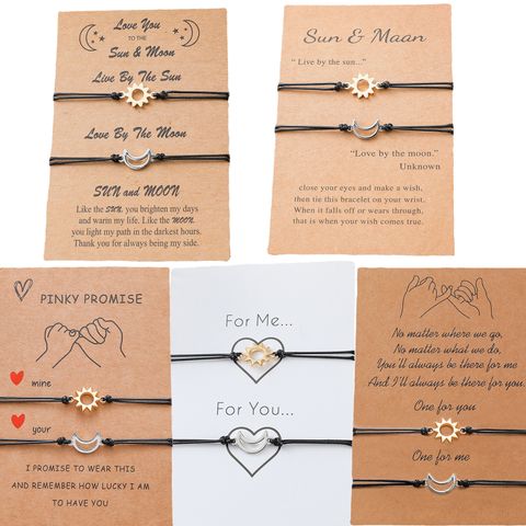 Creative Alloy Sun And Moon Wax Thread Weaving Adjustable Multi-theme Card Bracelet