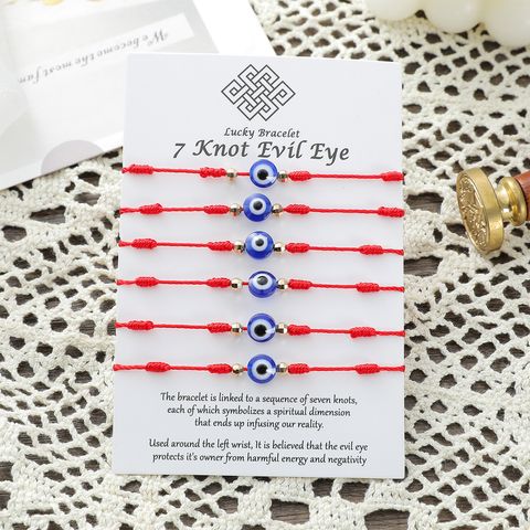 New Demon Eye Bracelet 7 Knot Lucky Red String Card Braided Bracelet 6 Piece Set