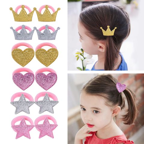 Fashion Glossy Frosted Crown Girls Hair Rope Children's Head Accessories