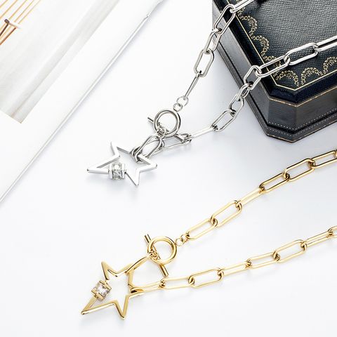 Five-pointed Star Ot Buckle Titanium Steel Necklace Wholesale