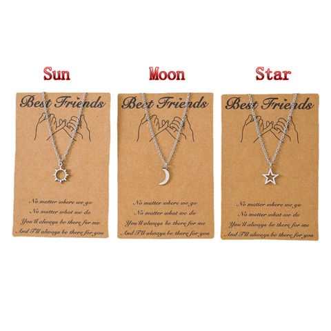 New Good Friends Sun Moon Star European And American Three-piece Stainless Steel Necklace