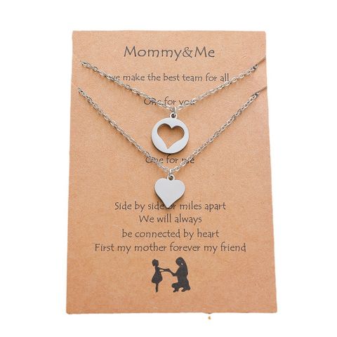 New Stainless Steel Heart-shaped Mother-daughter Parent-child Sweater Chain 2-piece Set