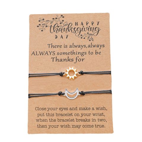 New Sun Moon Stainless Steel Alloy Braided Bracelet Thanksgiving Couple Card Bracelet