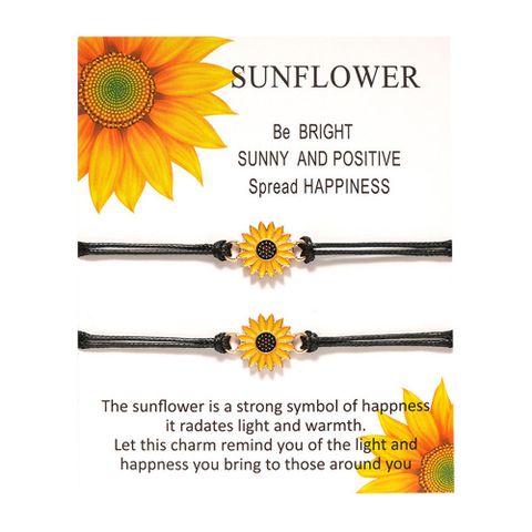 Sonnenblumen-karten Armband Kreative Legierung Öl Tropfen Daisy Sonnenblume Gewebtes Armband Weiblich