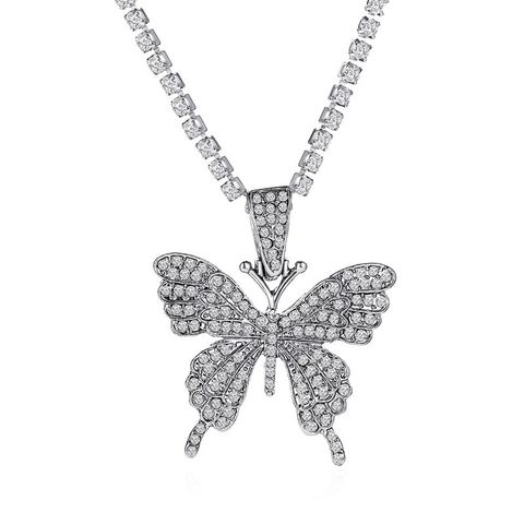 Glam Butterfly Alloy Plating Rhinestones Women's Necklace