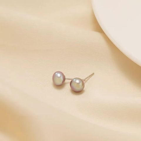 Fashion Geometric Sterling Silver Pearl Ear Studs 1 Pair