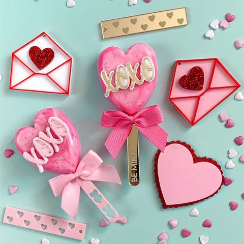 Valentine's Day Letter Heart Shape Arylic Date Cake Decorating Supplies 1 Piece