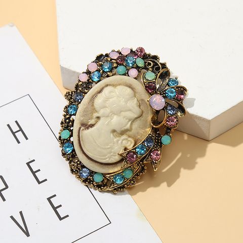 Retro Human Alloy Hollow Out Inlay Rhinestones Women's Brooches