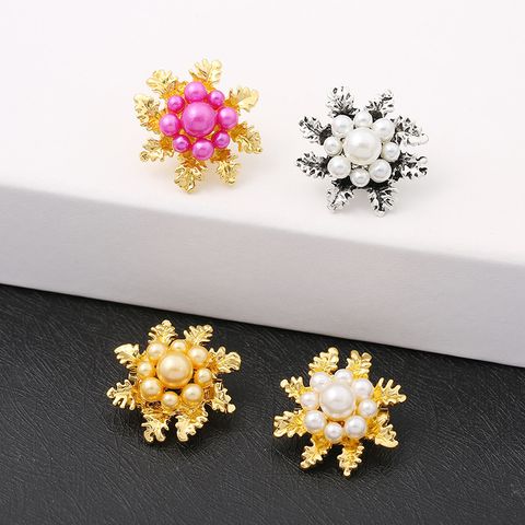 Fashion Flower Alloy Enamel Artificial Pearls Unisex Brooches