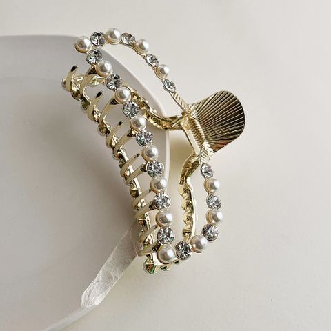 Fashion Geometric Metal Artificial Rhinestones Artificial Pearls Hair Claws 1 Piece