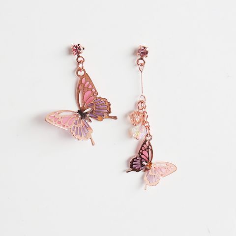 Sweet Butterfly Metal Enamel Women's Earrings 1 Pair