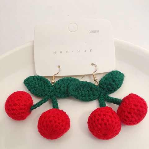 Sweet Cherry Plush Women's Earrings 1 Pair