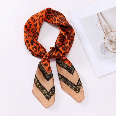 Women's Fashion Leopard Satin Printing Silk Scarves