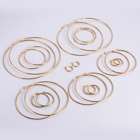 1 Pair Exaggerated Round Plating Stainless Steel Hoop Earrings