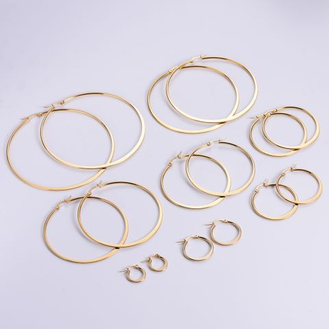 1 Pair Simple Style Solid Color Plating Stainless Steel Hoop Earrings