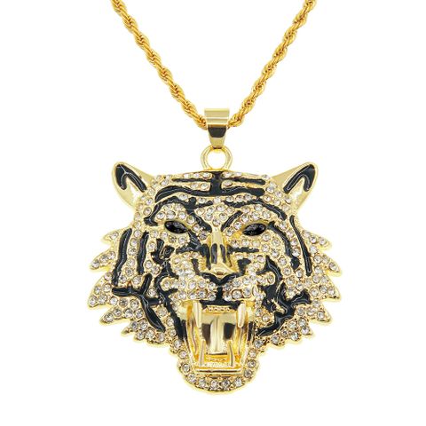 Fashion Animal Alloy Diamond Men's Pendant Necklace
