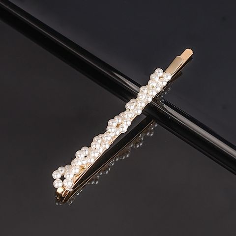 Lady Flower Bow Knot Artificial Pearl Hair Clip