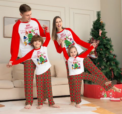 Fashion Cartoon Cotton Pants Sets Straight Pants T-shirt Family Matching Outfits