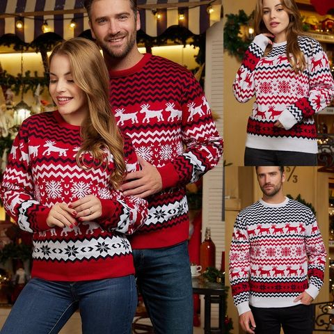 Women's Sweater Long Sleeve Sweaters & Cardigans Jacquard Casual Elk