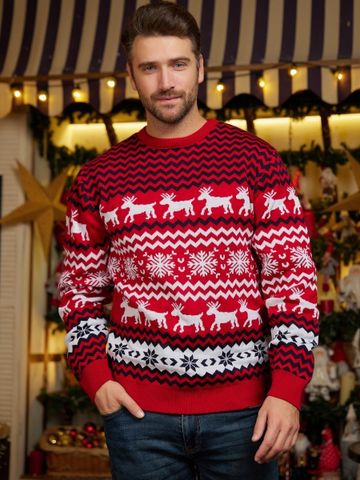 Women's Sweater Long Sleeve Sweaters & Cardigans Jacquard Casual Elk