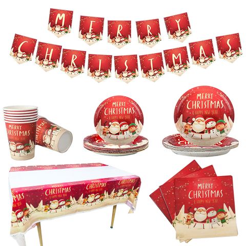 Christmas Santa Claus Snowman Paper Party Tableware