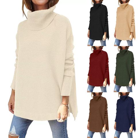 Women's Sweater Long Sleeve Sweaters & Cardigans Patchwork Fashion Solid Color