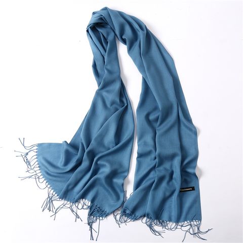 Unisex Elegant Solid Color Imitation Cashmere Tassel Winter Scarves